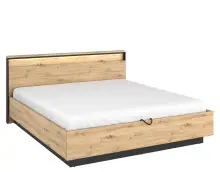 QUANT QS02 łóżko 160x200 pojemnik, oświetlenie dąb artisan / czarny