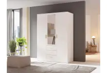 IVO biała szafa trzydrzwiowa z szufladami i lustrem