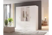 IVO biała szafa czterodrzwiowa z szufladami i lustrem