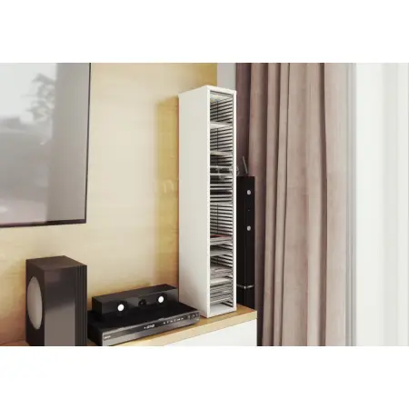 Biały stojak na płyty CD