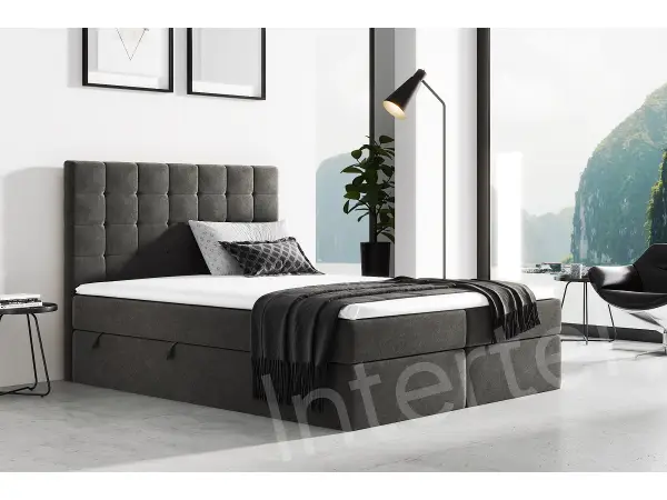 MAGNUS 2A łóżko kontynentalne 160x200 pojemnik, materac bonel + topper T25 w tkaninie Inari, 3 kolory