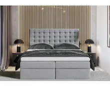 MAGNUS 6A szare łóżko kontynentalne 160x200 w tkaninie Sawana 21 z pojemnikiem