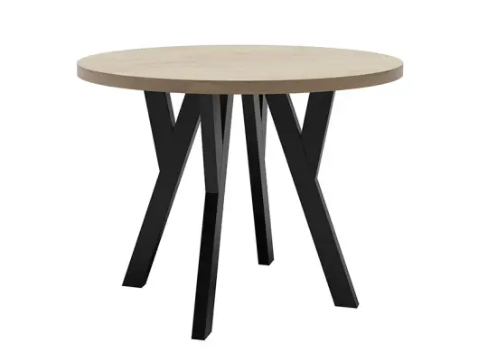Nowoczesny stół rozkładany MARCO STL  191/2 dla 4-8 osób, blat kolor, okrągły 100-180 cm, podstawa czarna