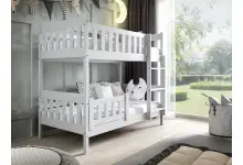 KACPER 190 łóżko piętrowe drewniane z drabinką dla dzieci, białe