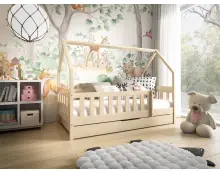 TYMEK  łóżko domek 80x190 drewniane z szufladą w skandynawskim stylu, sosna