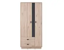 BELLO 01 szafa 2-drzwiowa z szufladami ozdobne lamele dąb estana jasny + antracyt