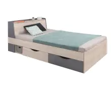 DELTA DL- 15 łóżko 120x200 L/P z szufladami dąb / antracyt