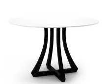 MERSO ORN stół okragły, blat biały laminat, lakierowany na biały połysk