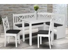 Biały zestaw kuchenny MOOD X1 ławka narożna stół i 2 krzesła