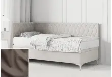 OD RĘKI! DIANA 1R stylowe łóżko tapicerowane 90x200 z pojemnikiem, nóżki chrom, ekoskóra CAYENNE 1122, lewe, sil. gaz.