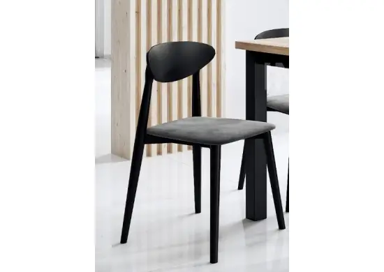 OD RĘKI ! MODERN M33 czarne krzesło z szarym siedziskiem tapicerowanym tkanina Bluvel 03