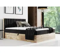 PRATO K13 łóżko kontynentalne 160x200 z pojemnikiem, pionowe przeszycia, drewniana skrzynia