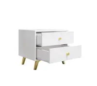 NICOLLA biały elegancki stolik / szafka nocna z szufladami  złote nóżki i uchwyty