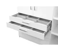 Biała, pojemna szafa trzydrzwiowa z szufladami PERU LUX 150 z lustrem